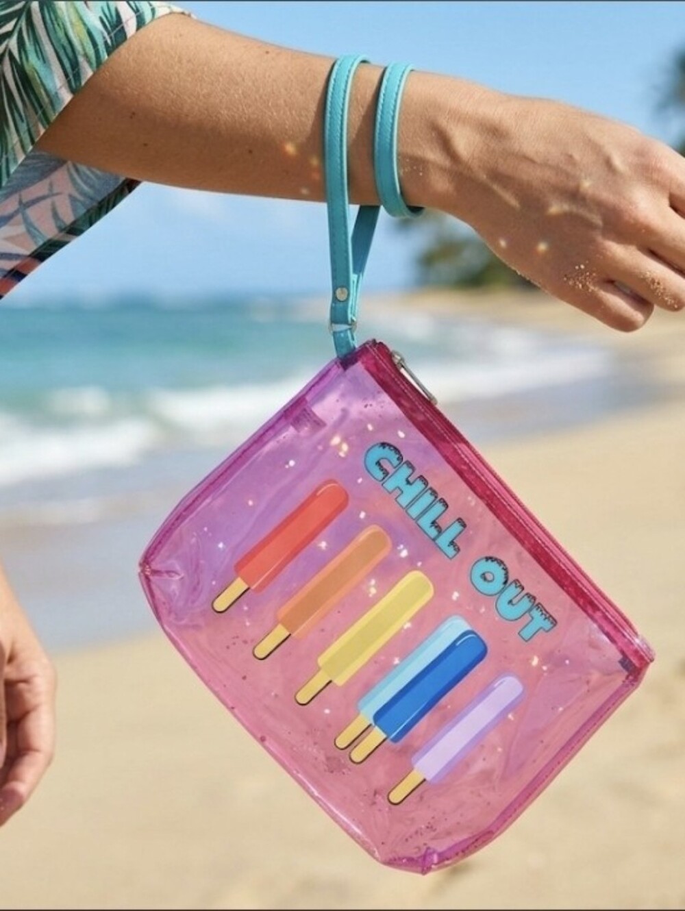 Women's Chill Out Raimbow Popsicle Clear Zippered Clutch Bag